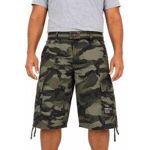 Ecko Unltd Cargo Shorts Men 42 Camo Green Y2 Belted Military Streetwear Retro